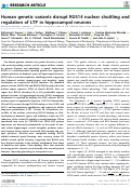 Cover page: Human genetic variants disrupt RGS14 nuclear shuttling and regulation of LTP in hippocampal neurons