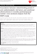 Cover page: Associations between retinol-binding protein 4 and cardiometabolic risk factors and subclinical atherosclerosis in recently postmenopausal women: Cross-sectional analyses from the KEEPS Study