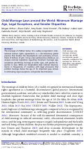 Cover page: Child Marriage Laws around the World: Minimum Marriage Age, Legal Exceptions, and Gender Disparities.