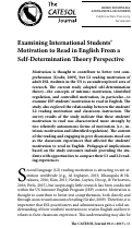 Cover page: Examining International Students’ Motivation to Read in English From a Self-Determination Theory Perspective