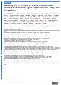 Cover page: Assessing the Association of Mitochondrial Genetic Variation With Primary Open-Angle Glaucoma Using Gene-Set AnalysesMitochondrial Genetic Variation and POAG