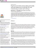 Cover page: Psychosocial needs among older perinatally infected adolescents living with HIV and transitioning to adult care in Kenya