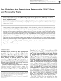 Cover page: Sex Modulates the Associations Between the COMT Gene and Personality Traits