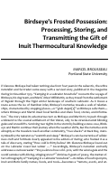 Cover page: Birdseye’s Frosted Possession: Processing, Storing, and Transmitting the Gift of Inuit Thermocultural Knowledge,