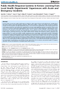 Cover page: Public Health Response Systems In-Action: Learning from Local Health Departmentsâ�� Experiences with Acute and Emergency Incidents