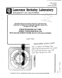 Cover page: PROCEEDINGS OF THE 1ST CONFERENCE ON NUCLEAR STRUCTURE DATA EVALUATION HELD IN CONJUNCTION WITH THE APS/DIVISION OF NUCLEAR PHYSICS FALL MEETING ASILOMAR CONFERENCE GROUNDS, PACIFIC GROVE, CA., OCT. 27-30, 1981.