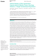 Cover page: Clinical Impact of Next-generation Sequencing in Pediatric Neuro-Oncology Patients: A Single-institutional Experience