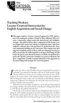 Cover page: Teaching Workers: Learner-Centered Instruction for English Acquisition and Social Change