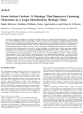 Cover page: Learn before lecture: A strategy that improves learning outcomes in a large introductory biology class.