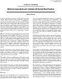Cover page: Metformin Associated Lactic Acidosis with Normal Renal Function