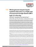 Cover page: Whole genome sequencing for mutation discovery in a single case of lysosomal storage disease (MPS type 1) in the dog.