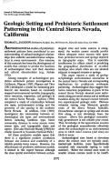 Cover page: Geologic Setting and Prehistoric Settlement Patterning in the Central Sierra Nevada, California