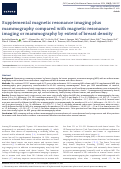 Cover page: Supplemental magnetic resonance imaging plus mammography compared with magnetic resonance imaging or mammography by extent of breast density