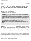 Cover page: Efficacy and safety of rucaparib treatment in patients with BRCA-mutated, relapsed ovarian cancer: final results from Study 10.