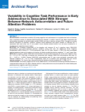 Cover page: Variability in Cognitive Task Performance in Early Adolescence Is Associated With Stronger Between-Network Anticorrelation and Future Attention Problems