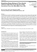 Cover page: Republican States Bolstered Their Health Insurance Rate Review Programs Using Incentives From the Affordable Care Act