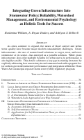 Cover page: Integrating Green Infrastructure Into Stormwater Policy: Reliability, Watershed Management, and Environmental Psychology as Holistic Tools for Success