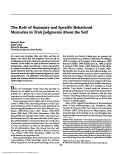 Cover page: The role of summary and specific behavioral memories in trait judgments about the self