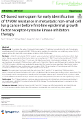 Cover page: CT-based nomogram for early identification of T790M resistance in metastatic non-small cell lung cancer before first-line epidermal growth factor receptor-tyrosine kinase inhibitors therapy.