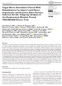 Cover page: Vagus Nerve Stimulation Paired With Rehabilitation for Upper Limb Motor Impairment and Function After Chronic Ischemic Stroke: Subgroup Analysis of the Randomized, Blinded, Pivotal, VNS-REHAB Device Trial.