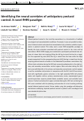 Cover page: Identifying the neural correlates of anticipatory postural control: A novel fMRI paradigm.