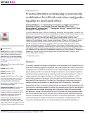 Cover page: Process elements contributing to community mobilization for HIV risk reduction and gender equality in rural South Africa