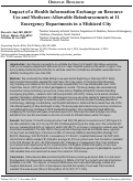 Cover page: Impact of a Health Information Exchange on Resource  Use and Medicare-Allowable Reimbursements at 11 Emergency Departments in a Midsized City