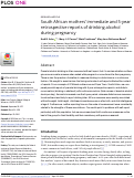 Cover page: South African mothers’ immediate and 5-year retrospective reports of drinking alcohol during pregnancy