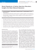 Cover page: Neural signatures of autism spectrum disorders: insights into brain network dynamics.