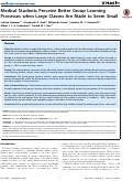 Cover page: Medical Students Perceive Better Group Learning Processes when Large Classes Are Made to Seem Small