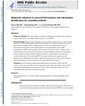 Cover page: Diagnostic advances in synovial fluid analysis and radiographic identification for crystalline arthritis