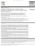 Cover page: Challenges to Engaging Women Veterans in Quality Improvement From Patient Care to Policy: Women's Health Managers' Perspectives