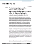 Cover page: Photobiological production of high-value pigments via compartmentalized co-cultures using Ca-alginate hydrogels