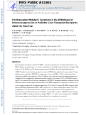 Cover page: Posttransplant Metabolic Syndrome in the Withdrawal of Immunosuppression in Pediatric Liver Transplant Recipients (WISP-R) Pilot Trial