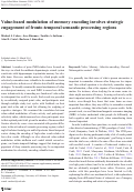 Cover page: Value-based modulation of memory encoding involves strategic engagement of fronto-temporal semantic processing regions