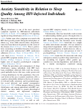 Cover page: Anxiety Sensitivity in Relation to Sleep Quality Among HIV-Infected Individuals