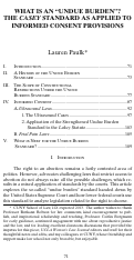 Cover page: What is an "Undue Burden"?  The Casey Standard as Applied to Informed Consent Provisions