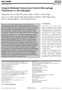 Cover page: Integrin‐Mediated Interactions Control Macrophage Polarization in 3D Hydrogels