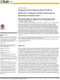 Cover page: Analysis of the Putative Role of CR1 in Alzheimer’s Disease: Genetic Association, Expression and Function