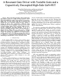Cover page: A Resonant Gate Driver with Variable Gain and a Capacitively Decoupled High-Side GaN-FET