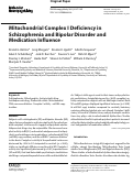 Cover page: Mitochondrial Complex I Deficiency in Schizophrenia and Bipolar Disorder and Medication Influence.