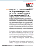 Cover page: Using GRACE satellite observations for separating meteorological variability from anthropogenic impacts on water availability.