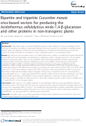 Cover page: Bipartite and tripartite Cucumber mosaic virus-based vectors for producing the Acidothermus cellulolyticus endo-1,4-beta-glucanase and other proteins in non-transgenic plants