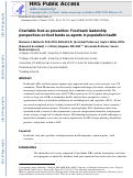 Cover page: Charitable food as prevention: Food bank leadership perspectives on food banks as agents in population health.