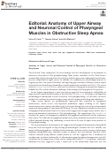 Cover page: Editorial: Anatomy of Upper Airway and Neuronal Control of Pharyngeal Muscles in Obstructive Sleep Apnea