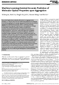 Cover page: Machine‐Learning‐Assisted Accurate Prediction of Molecular Optical Properties upon Aggregation