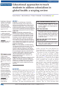 Cover page: Educational approaches to teach students to address colonialism in global health: a scoping review