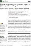 Cover page: Fecal and Tissue Microbiota Are Associated with Tumor T-Cell Infiltration and Mesenteric Lymph Node Involvement in Colorectal Cancer.