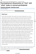 Cover page: Psychophysical dissociation of "how" and "what" tasks in normal participants