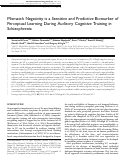 Cover page: Mismatch Negativity is a Sensitive and Predictive Biomarker of Perceptual Learning During Auditory Cognitive Training in Schizophrenia